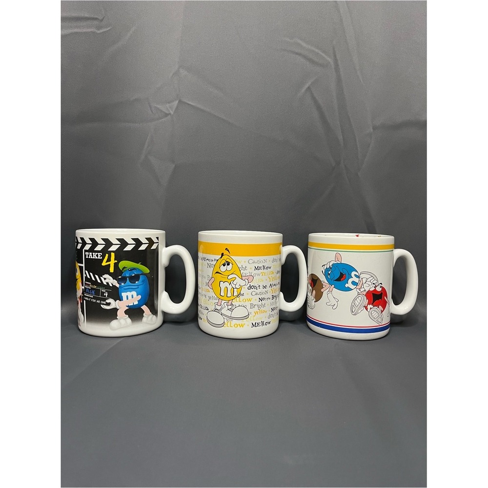 Lot of 3 Vintage Classic M&M 28oz Porcelain Mugs.